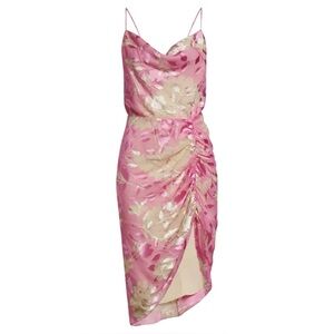 SAMSOE & SAMSOE Dapples Floral Satin Burnout Dress In Pink